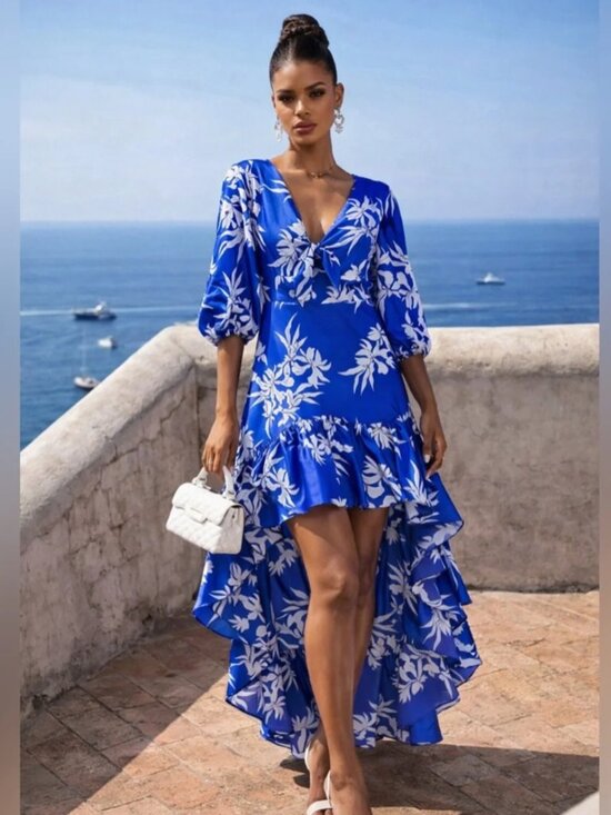 alexis for target Dresses & Skirts - ALEXIS x Target Blue Floral Tie-Front High-Low Dress Size M
